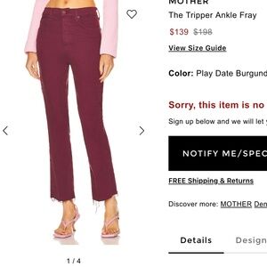 Mother The Tripper Ankle Flare- Burgundy High Waist Jeans.